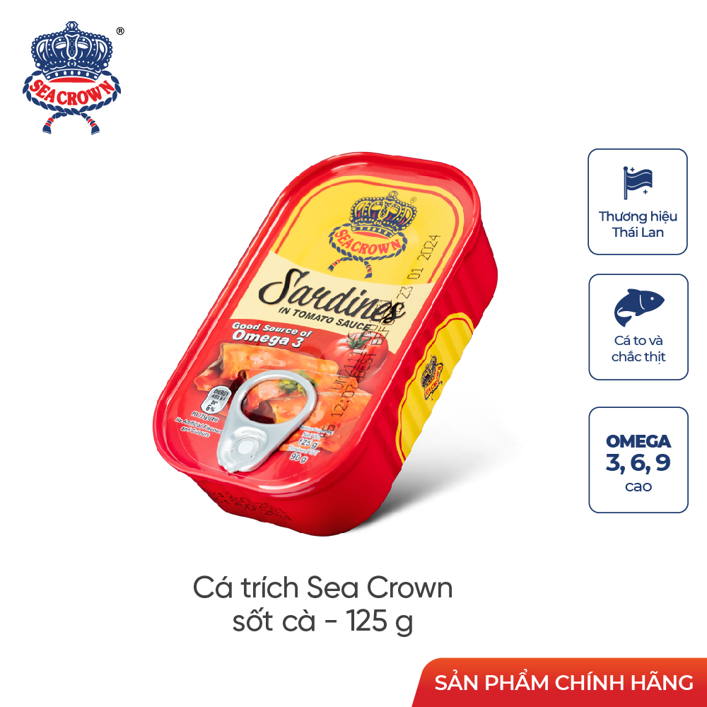 Combo 5 lon Cá Trích Sea Crown sốt cà 125g