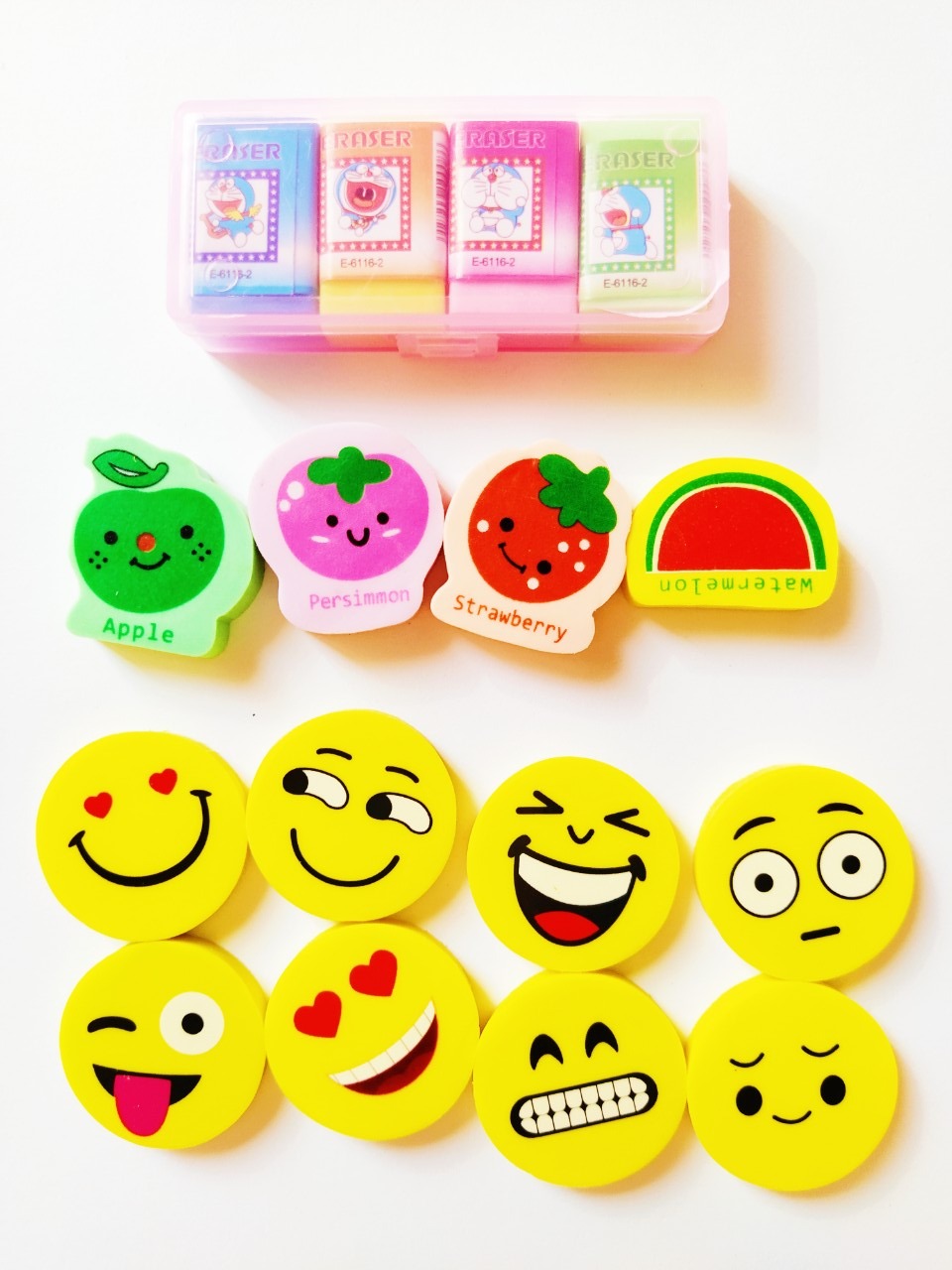 [HCM]Gôm trái cây /mặt cười/ hộp 4 cục - Bộ 2 bịch /hộp khác loại