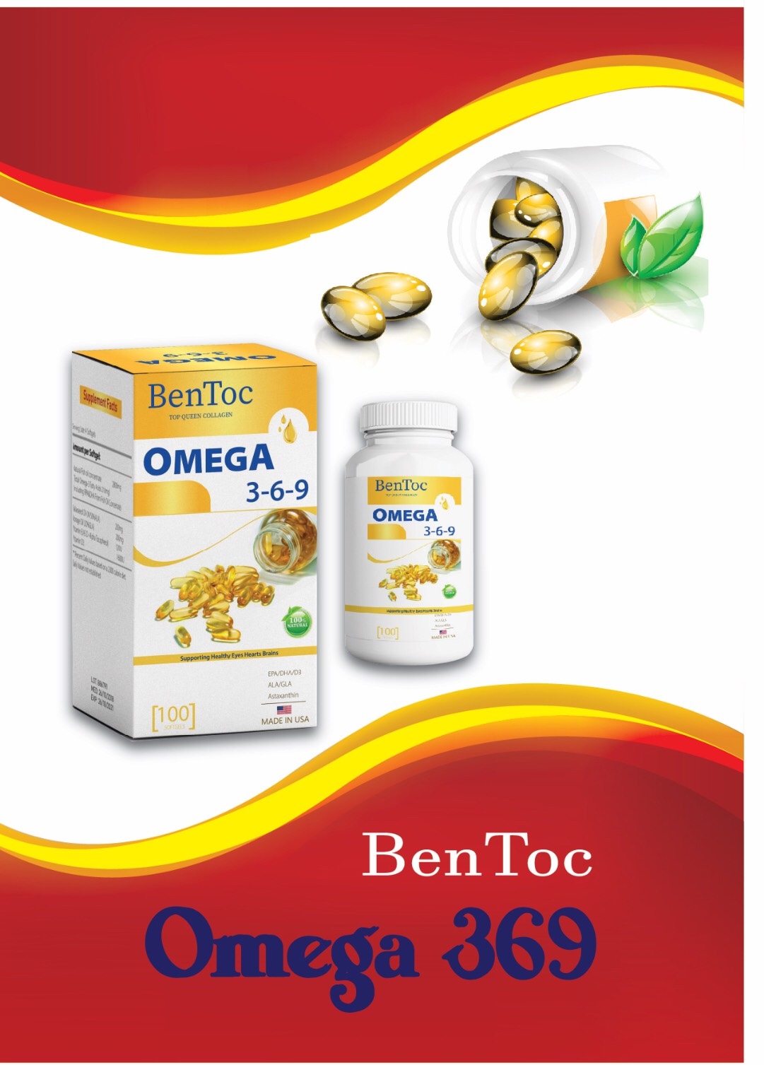 [HCM]Omega 3-6-9 Bentoc 100 viên - Dầu cá Mỹ