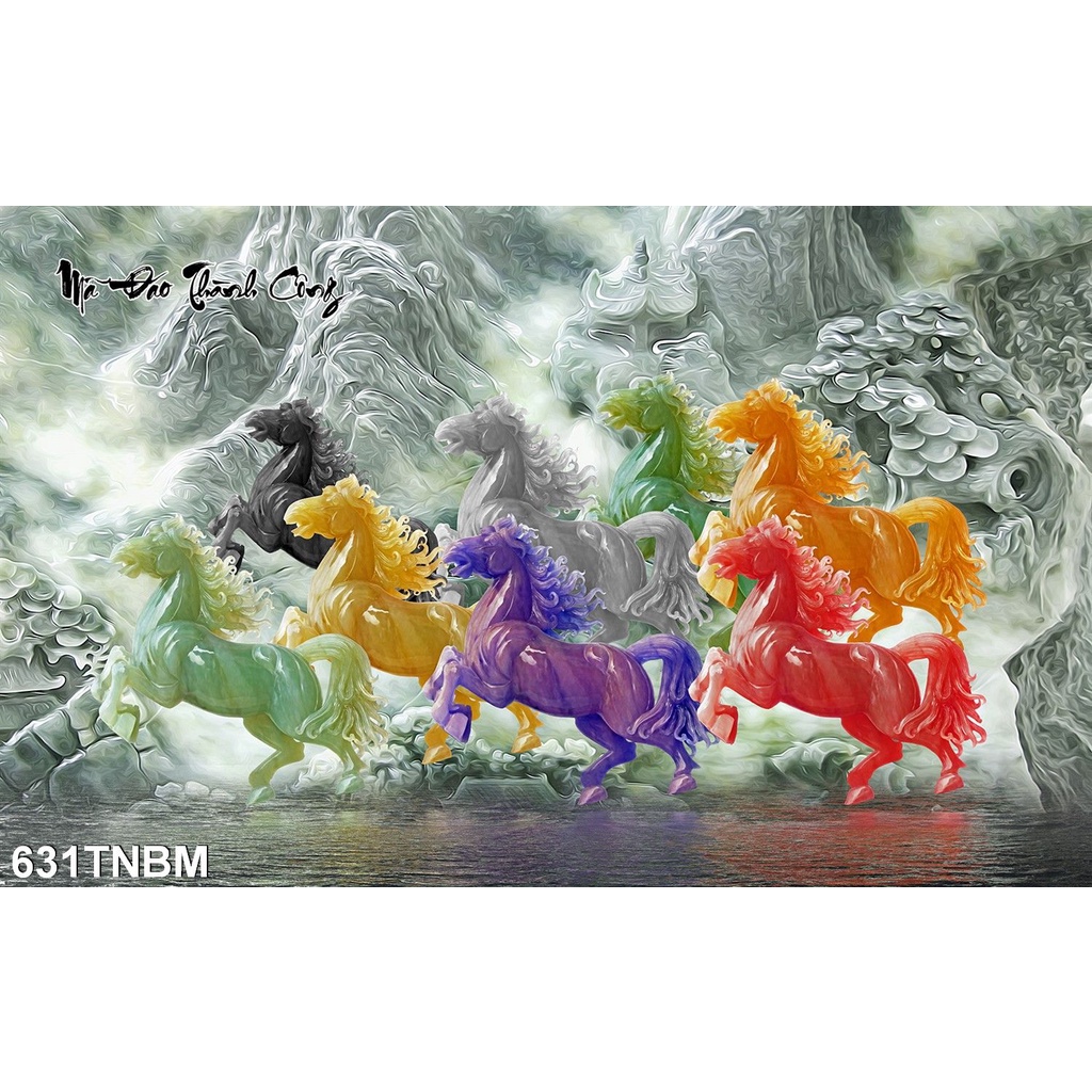 Tranh dán tường 3d mã đáo thành công - 631tnbm-tranh phong thủy may mắn