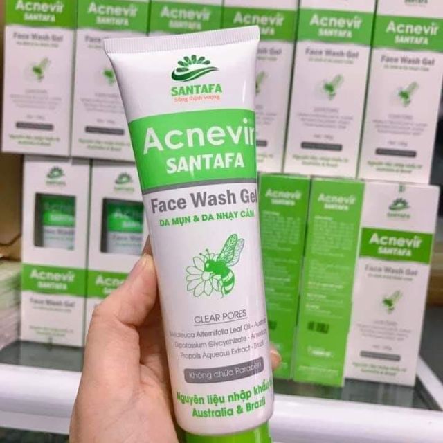 Sữa rửa mặt Acnevir Santafa Face wash gel (tuýp 100g) dành cho da mụn