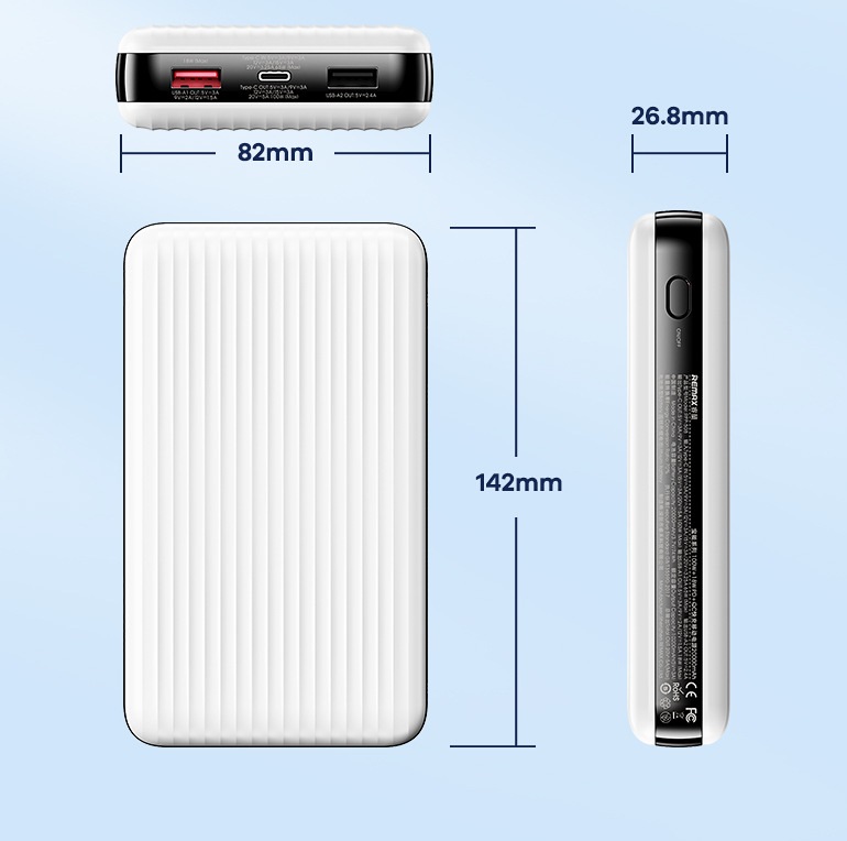 Pin dự phòng sạc Remax RPP-508 20000mAh TypeC Output 100W / Input 65W và QC3.0 18W - Sạc cho Laptop (Trắng) - Nhất Tín Computer