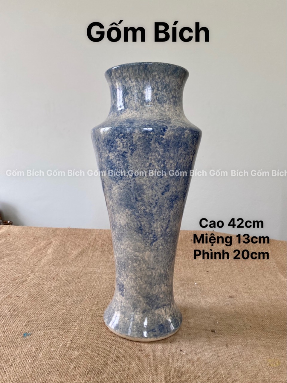 Bình hoa cao 42cm cắm đào huyền đào đông đẹp lọ hoa decor trang trí gốm sứ bát tràng - gốm bích
