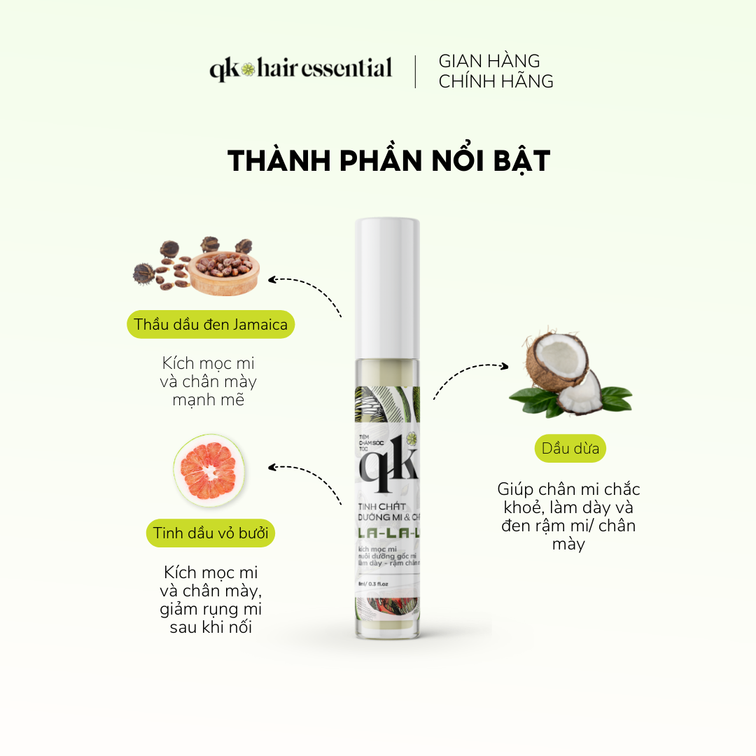 TINH CHẤT DƯỠNG MI & CHÂN MÀY HANDMADE QK