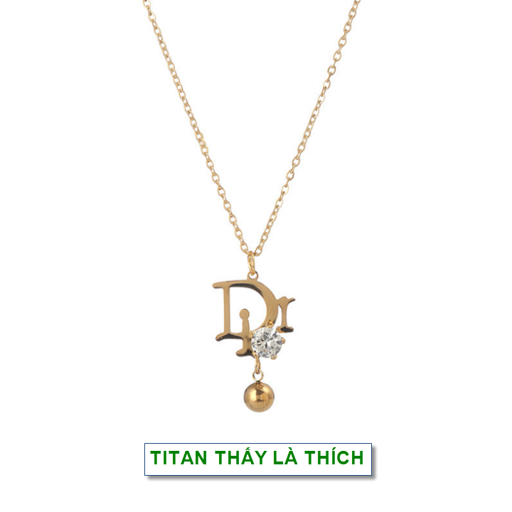 Dây chuyền vàng nữ titan mặt Dr xinh xắn - Hàng chuẩn titan màu sắc bóng đẹp - Cam kết 1 đổi 1 nếu gỉ sét
