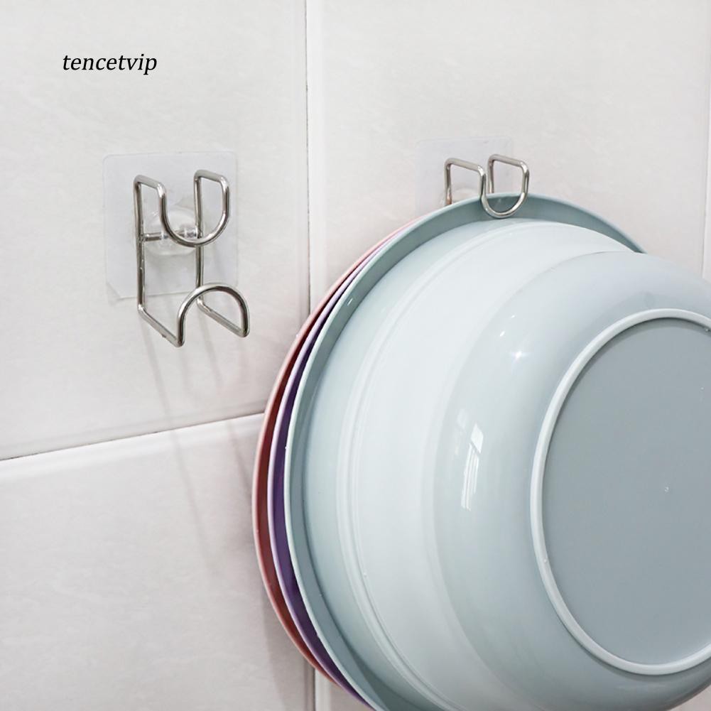 Sét 1-5 Móc Treo Thau, Chậu, Dung Cụ Nhà Bếp Bằng Inox 304 Dán Tường Siêu Chắc- Móc treo đa năng
