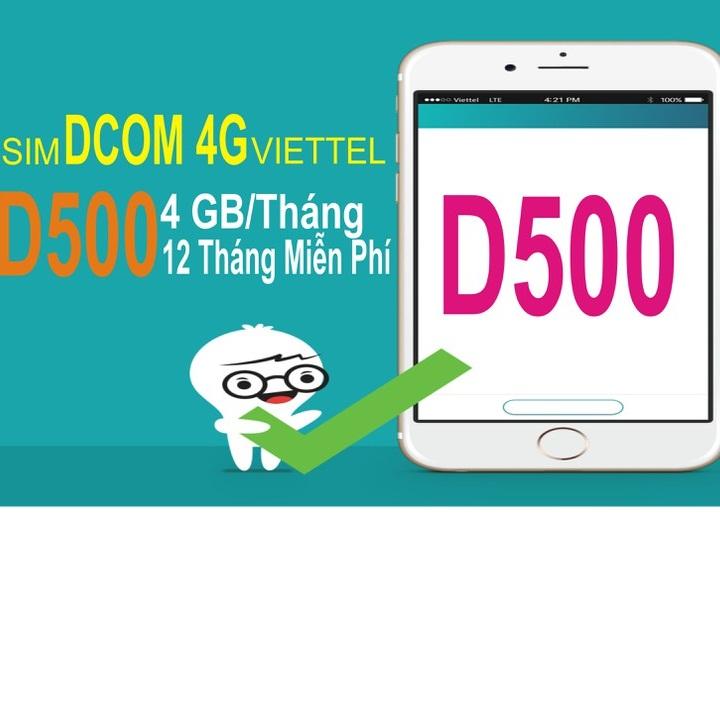 Sim 4G Viettel 4Gb tháng D500 Siêu rẻ