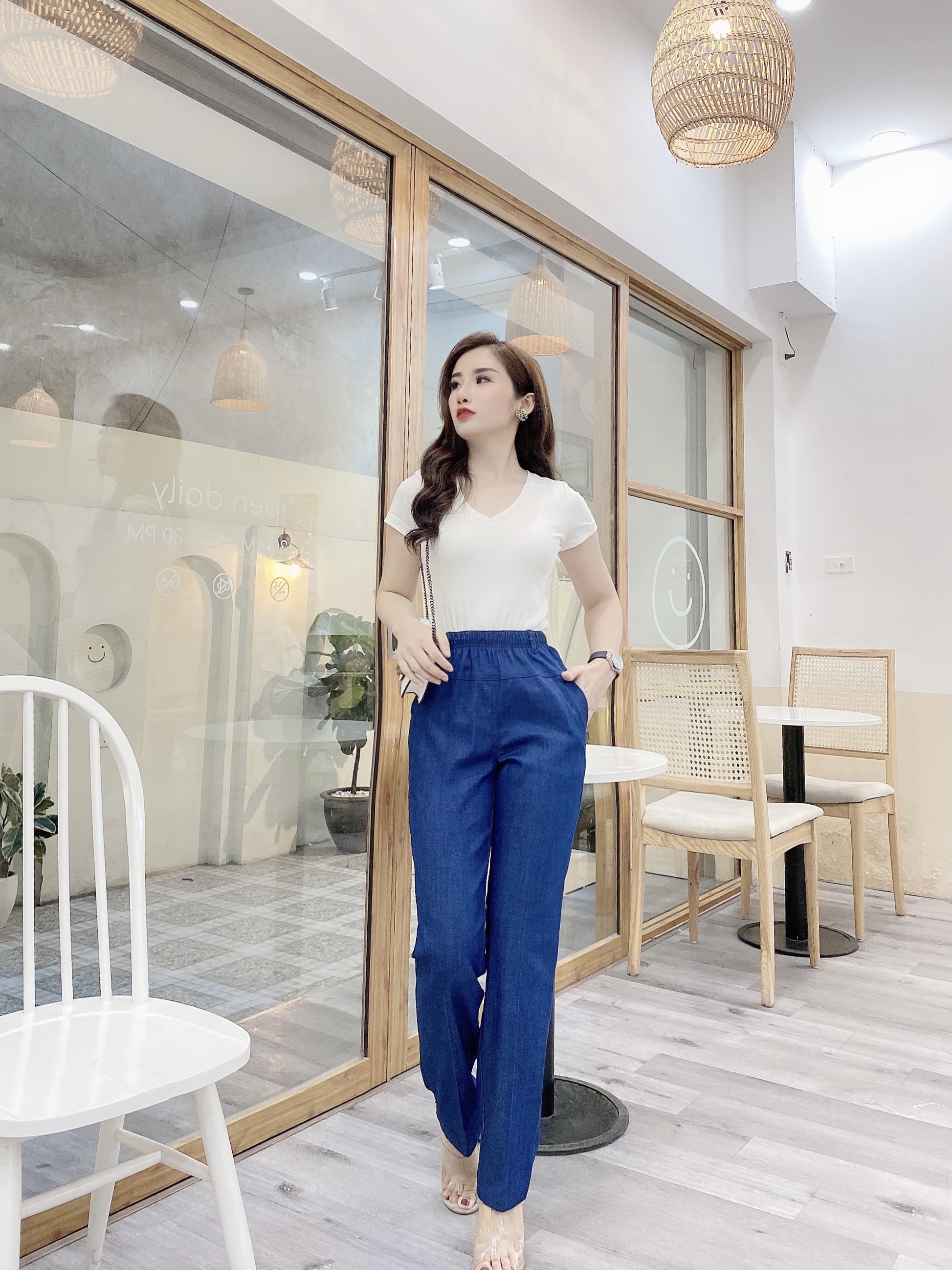 Quần Jean lửng nữ cạp chun