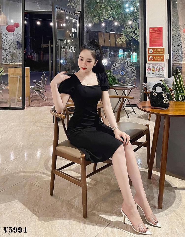 Đầm Lụa Trắng Dáng Dài Tiểu Thư Midi Lái Đuôi Cá - Váy Dự Tiệc Cưới Cổ Vuông Ulzzang
