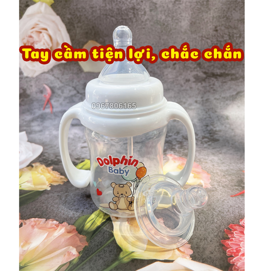 Bình Sữa Cổ Rộng DOLPHIN 180ml Có Tay Cầm – DP-019A