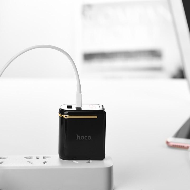 [HCM]Cốc Sạc HOCO C39 2 Cổng USB + LED LCD