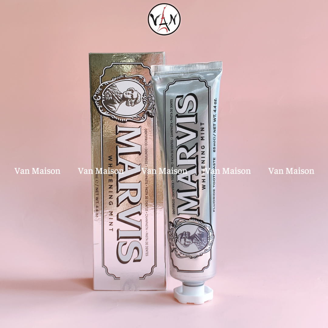 Kem đánh răng marvis màu bạc làm trắng răng whitening mint toothpaste 85ml