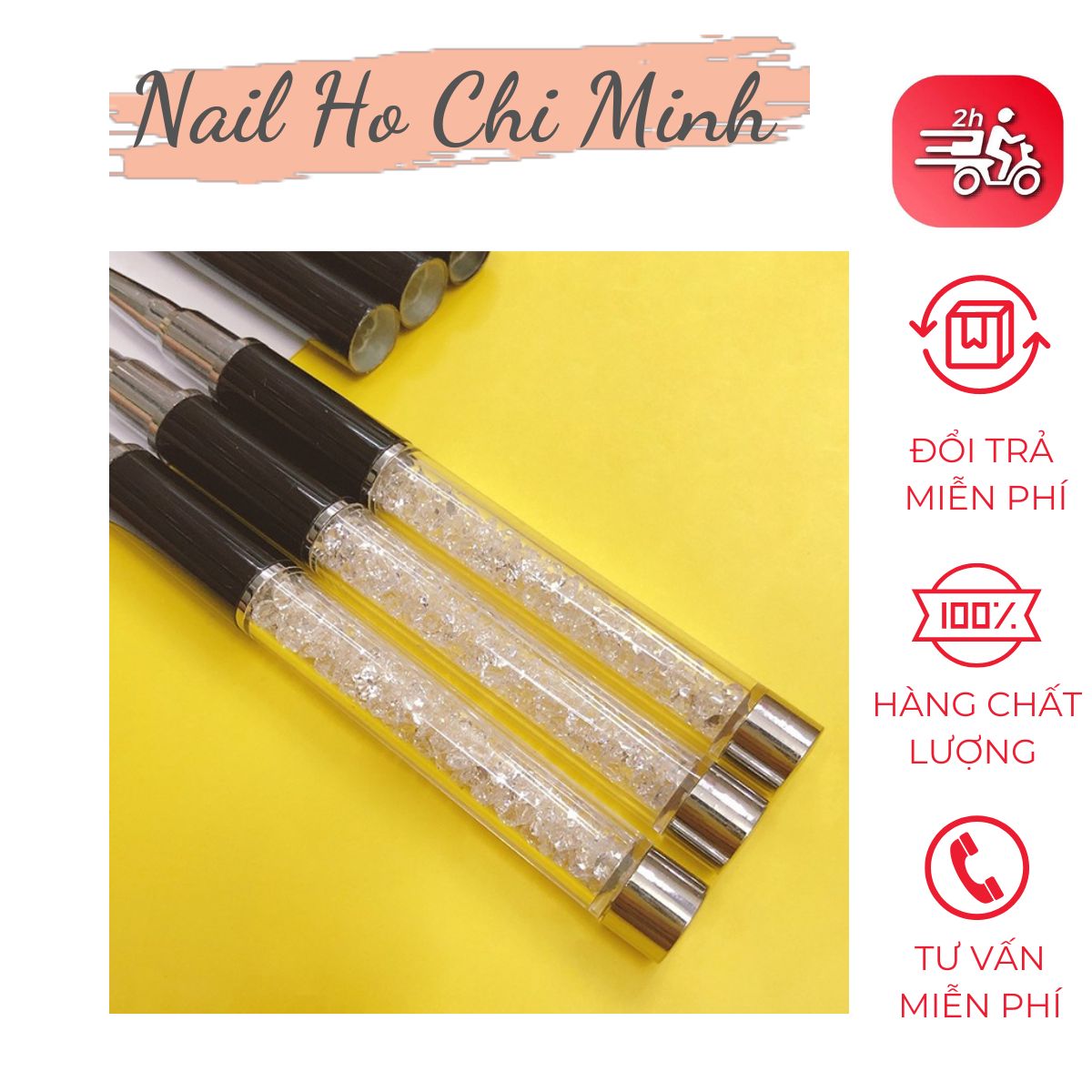 [HCM]Cọ Nét Cán Đá Cao Cấp 3 Size (5mm 9mm 11mm) - Cọ vẽ nail chuyên dụng (có bán từng chiếc)