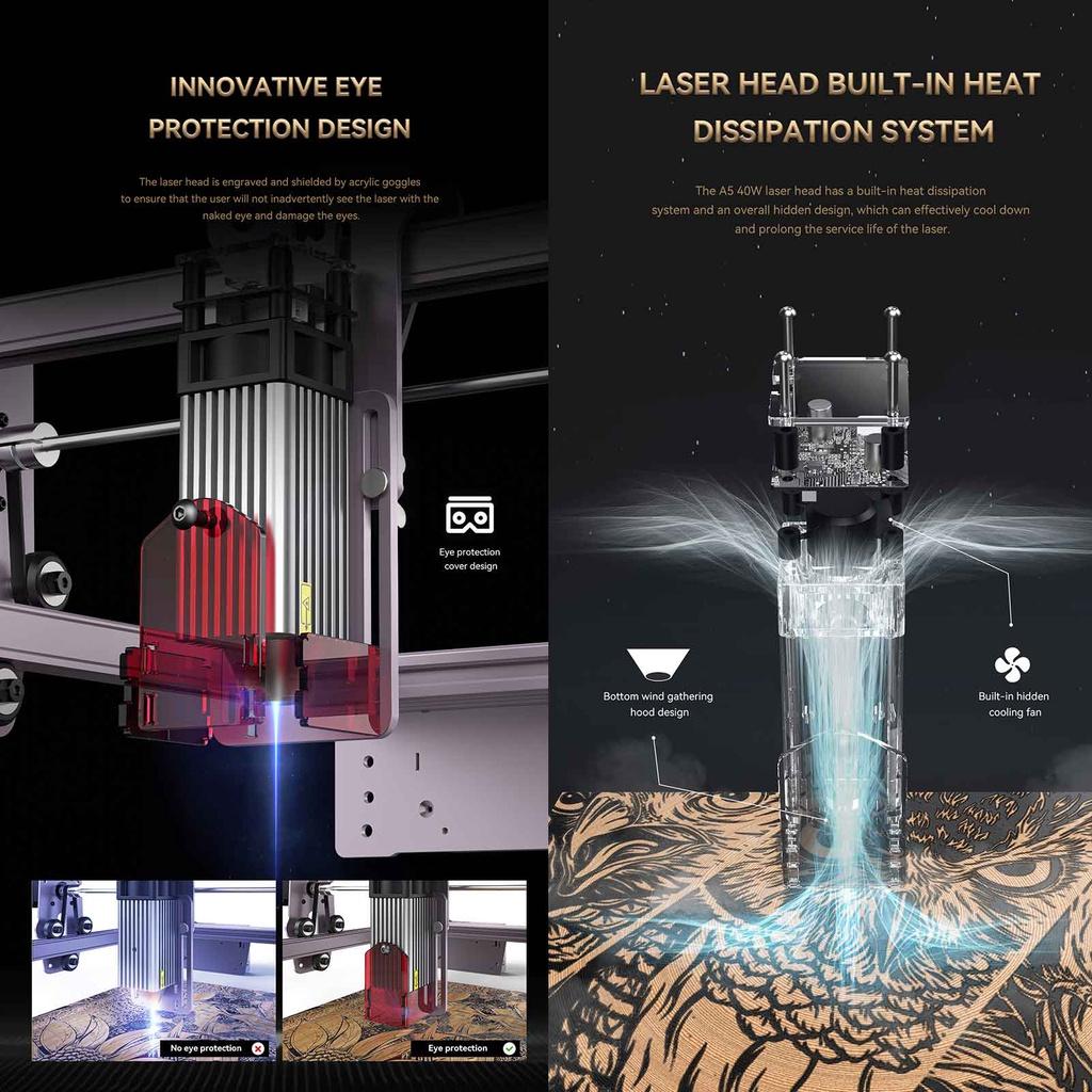 ATOMSTACK A5 Pro 40W Máy khắc laser,Thích hợp cho gỗ kim loại,máy khắc laser mini