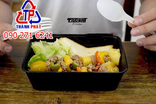 [HCM]50 Hộp nhựa đen đựng cơm - hộp nhựa đen 650ml - hộp nhựa  microwave