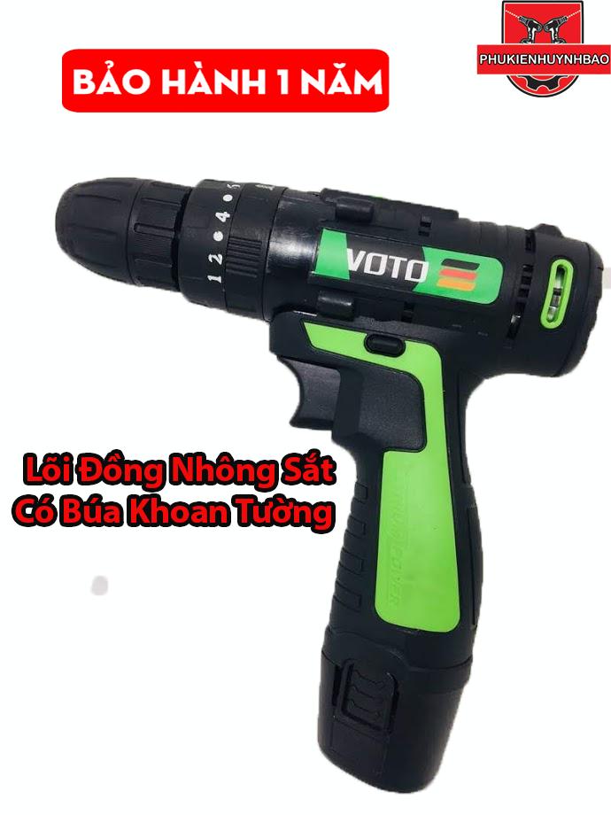 Máy Khoan Pin 12V VOTO,Có 3 Chức năng,Hộp Nhựa,2 Pin,Bảo Hành 12 Tháng,Moden VT7112.