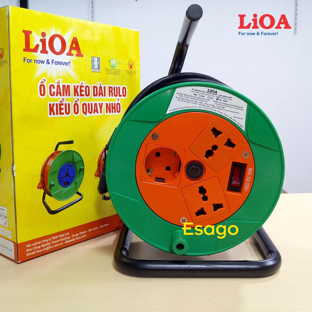 Ổ cắm kéo dài LiOA quay tay kiểu Rulo 15A dây dài 20 mét - QN20-2-15A