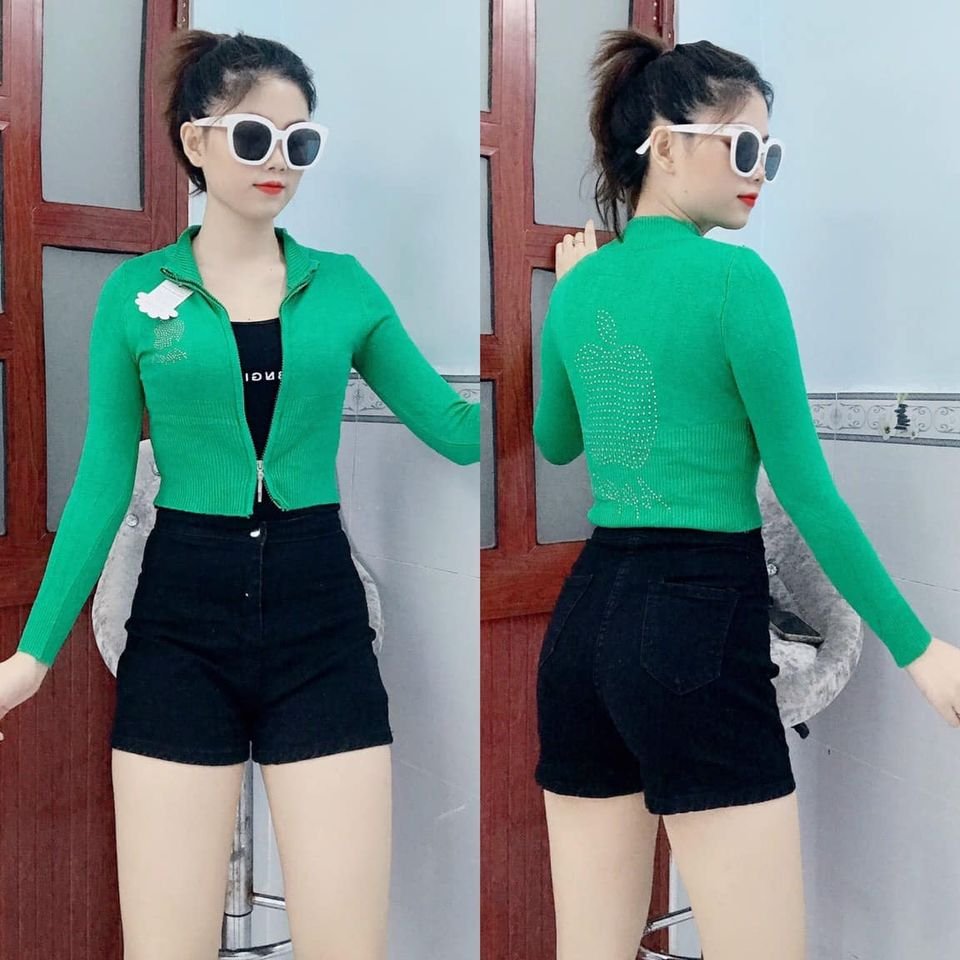 Áo Khoác Len Nữ Dây Kéo Form Lửng Có Nhiều Màu