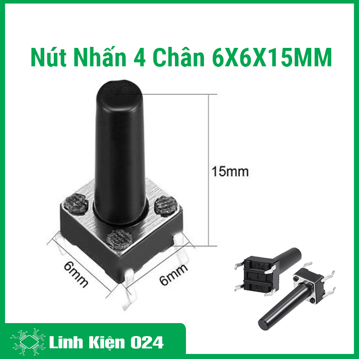 Combo 10 nút nhấn 4 chân 6x6x15mm