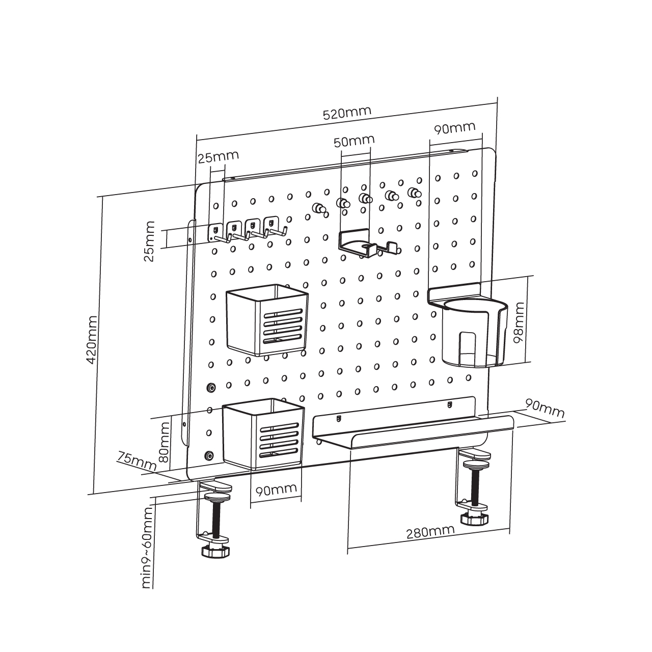 Bảng treo đồ Pegboard HyperWork Aster | PG02