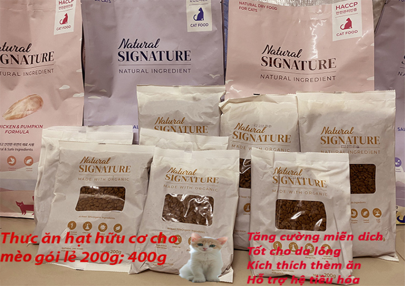 Gói lẻ thức ăn hạt hữu cơ cho mèo Natural Signature