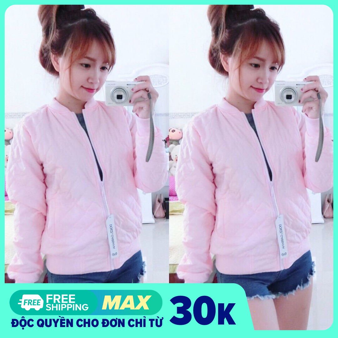 (Sả hàng) Áo Khoác Nữ  Phao Lót Dù Trơn Cổ Tròn Không Nón Áo khoác nữ chống nắng gió giữ nhiệt trời se lạnh