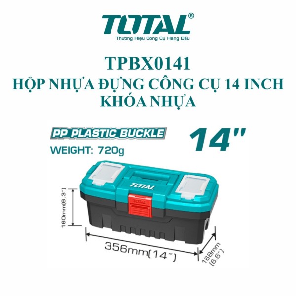 Hộp nhựa đựng công cụ 14 inch khóa nhựa Total TPBX0141