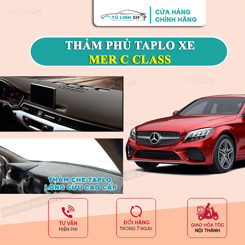 Thảm taplo Mercedes C Class chính hãng MINCAR hoặc bằng lông Cừu 3 lớp và Da Cacbon