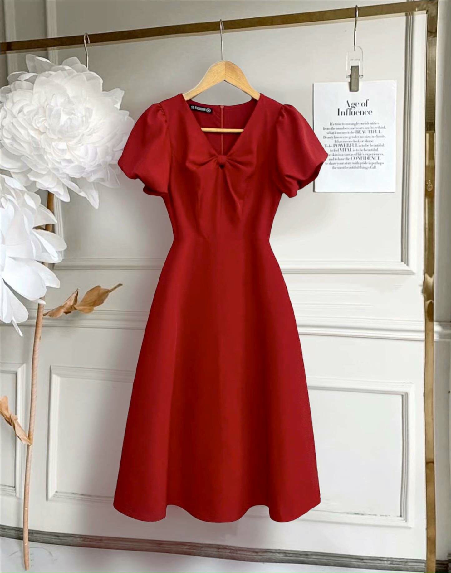 đầm nơ tay phồng 3 màu fullsize