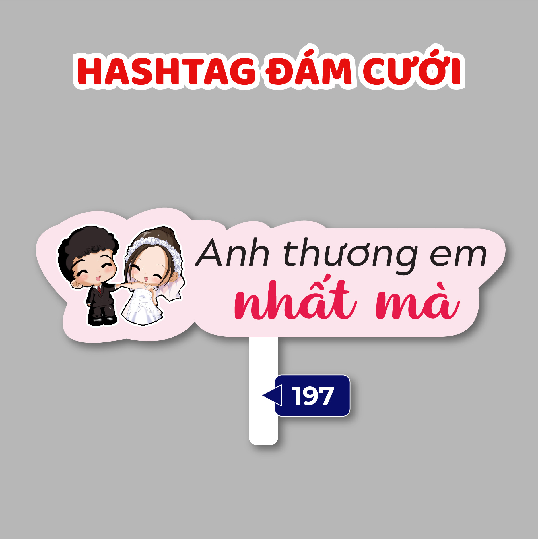 Bảng hashtag cầm tay chụp hình đám cưới (MS 173 - 200)