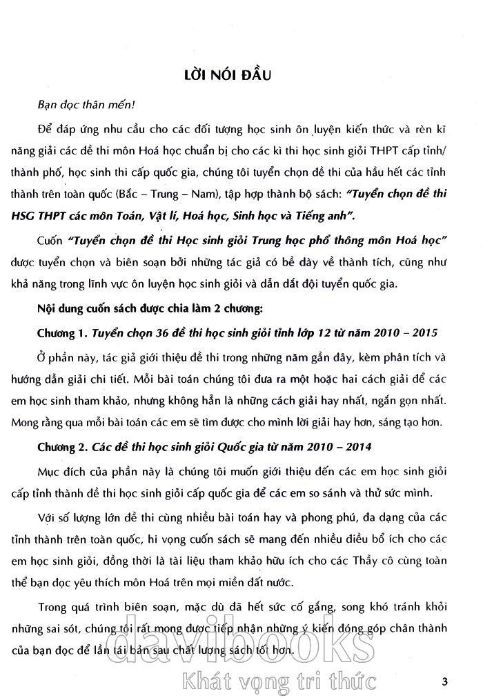 Tuyển chọn đề thi học sinh giỏi THPT môn hóa học