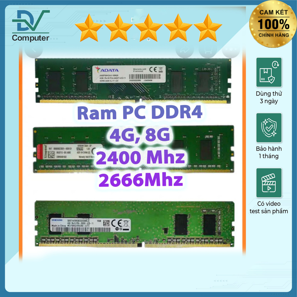 Ram 4GB, 8GB DDR4 lắp main H110, H310,...
