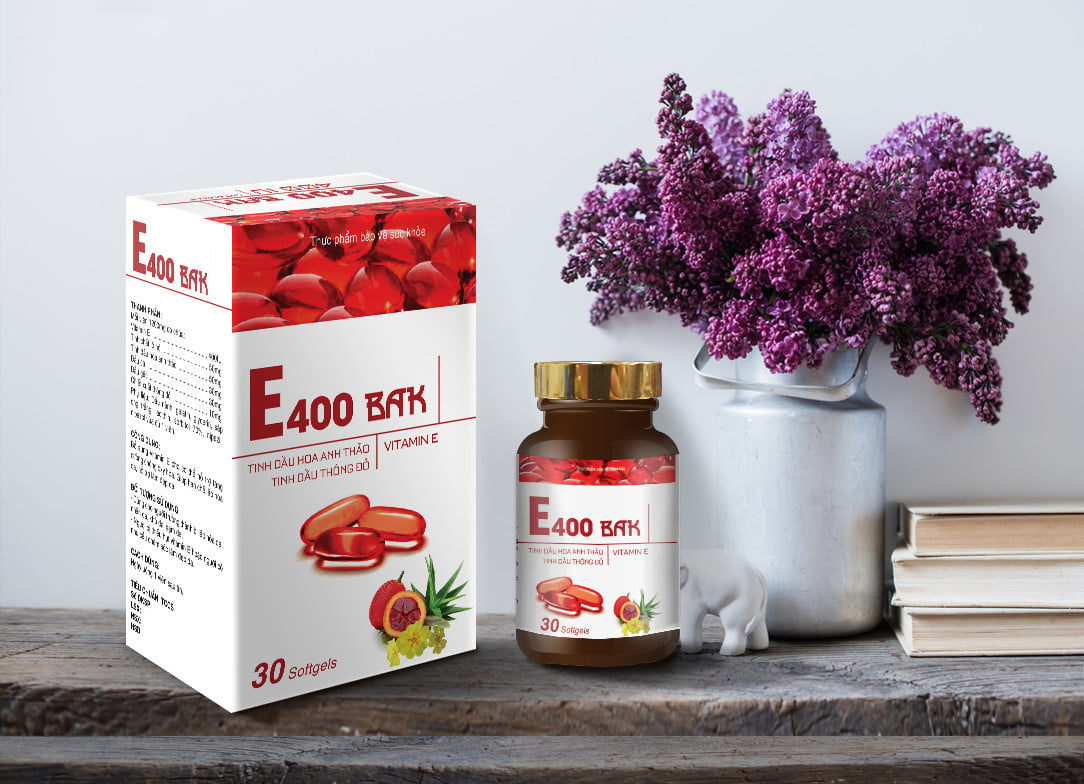 Vitamin e đỏ tinh dầu hoa anh thảo, thông đỏ E400 BAK