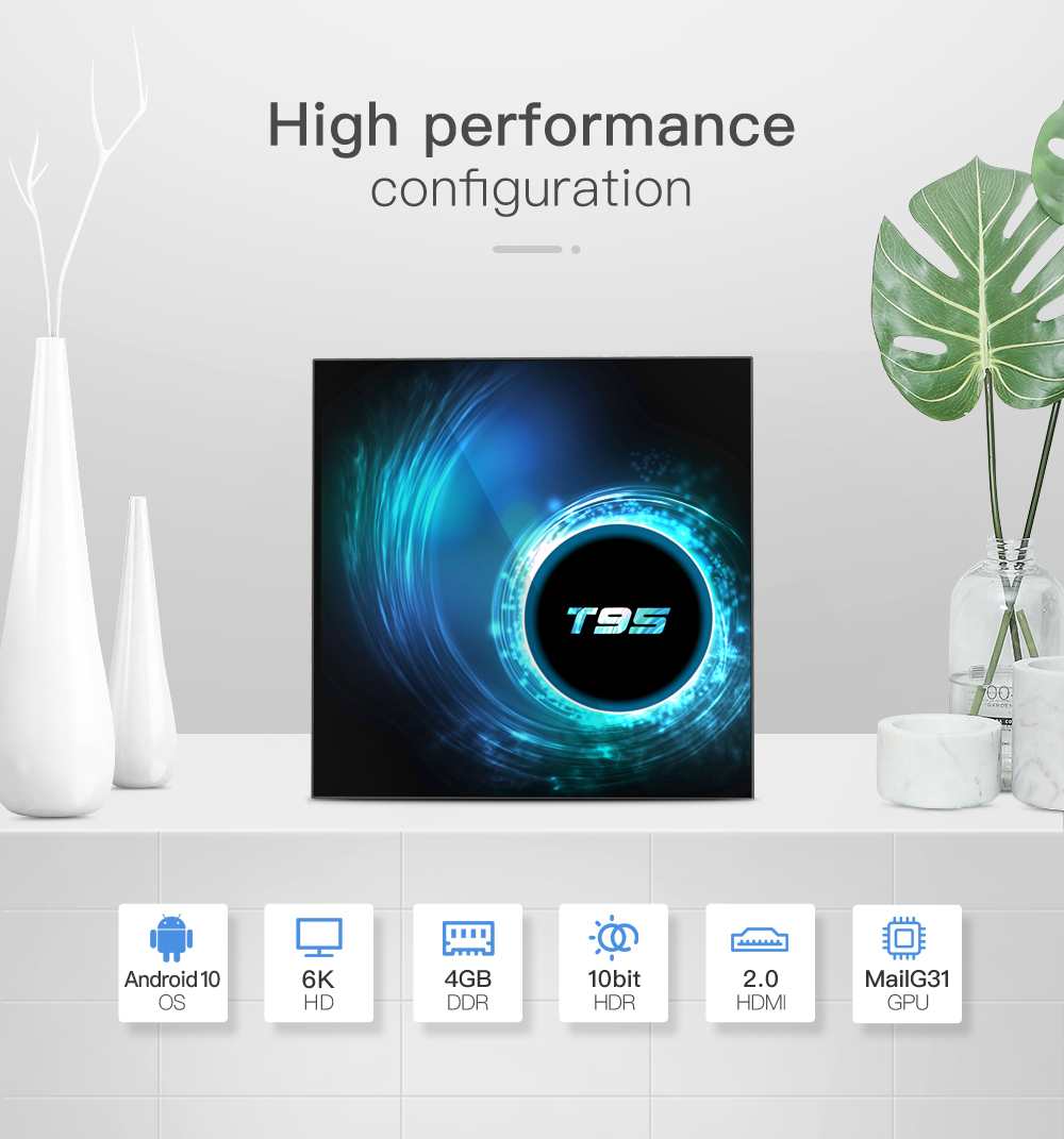[HCM]Android tivi box T95 H616 mới 4GB RAM 32GB ROM android 10 bluetooth và wifi kép