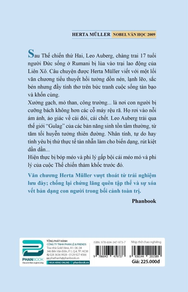 Sách - Nhịp Thở Chao Nghiêng ( Nobel văn học 2009) - Herta Müller