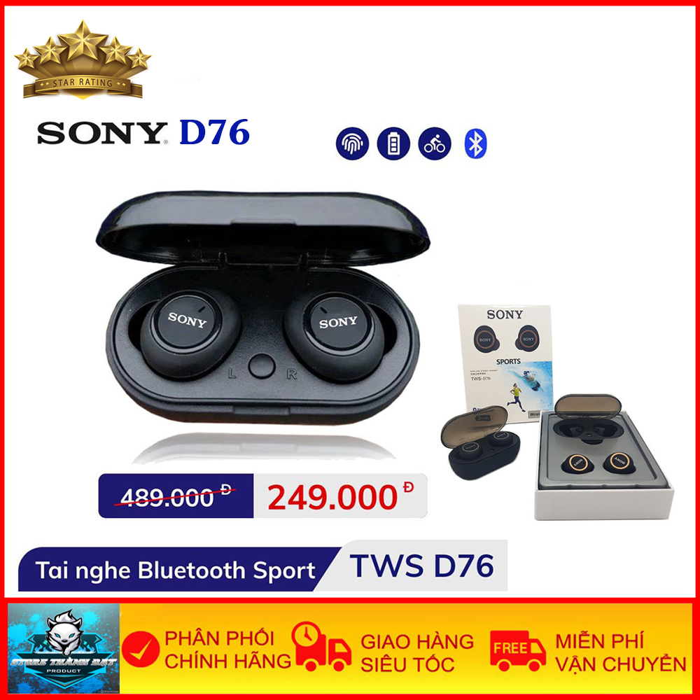 Tai Nghe Bluetooth 5.0 D76 - Loại Tốt, Có Mic Nói Đàm Thoại 2 Chiều - Âm Thanh Ấm Bas Treble Đủ - Bảo Hành 6 Tháng