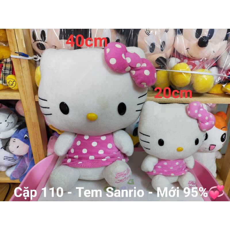 [HCM]Cặp Kitty Mặc Đầm Chấm Bi Hồng Bánh Bèo