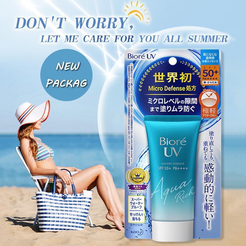 Biore UV AR Watery Essence Face Sunscreen Murah Sunblock Rich Water Whitening Moisturizer Essence Whaterproof Cream SPF50 nhập khẩu