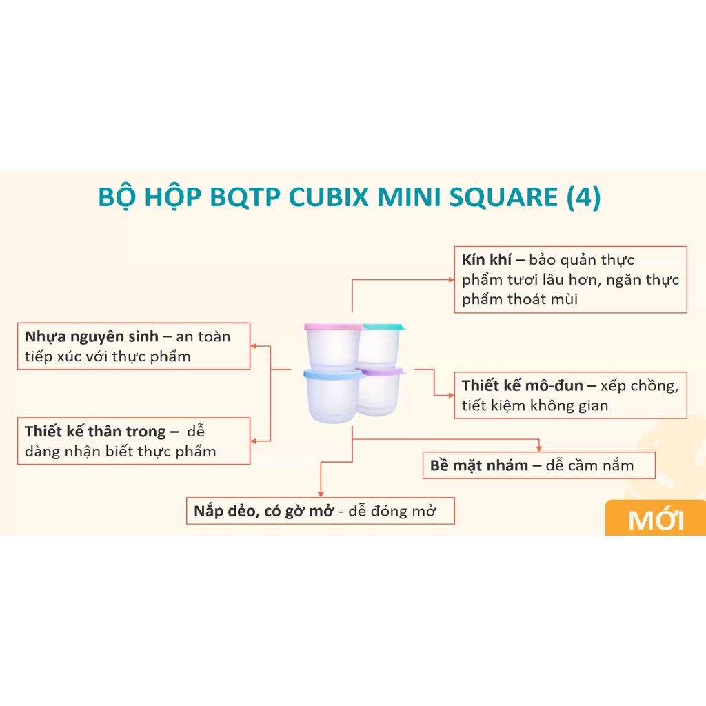 Bộ hộp Cubix Mini Square (Set 4 hộp) - Tupperware