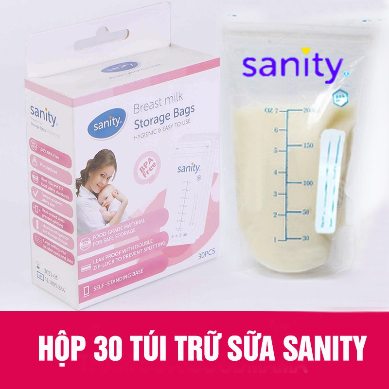 30 TÚI TRỮ SỮA SANITY 210ml