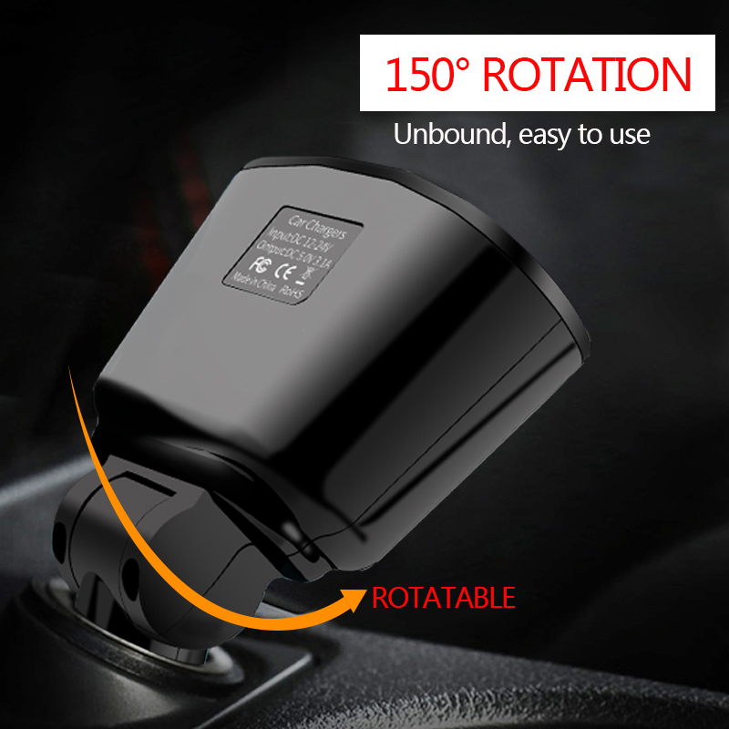 12-24V Car Charger 2 Lighter Ports 2 USB Sockets