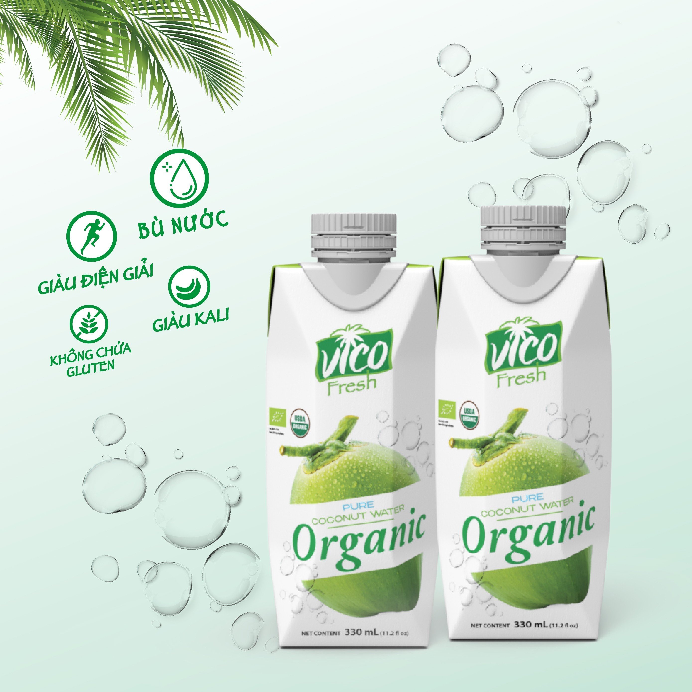 COMBO 2 HỘP NƯỚC DỪA ORGANIC VICO FRESH 330ML