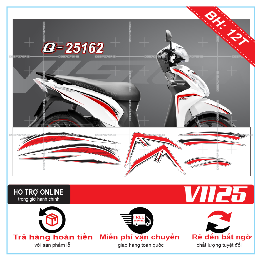 Tem rời vision 2016 1125 dán xe trắng - thudecal