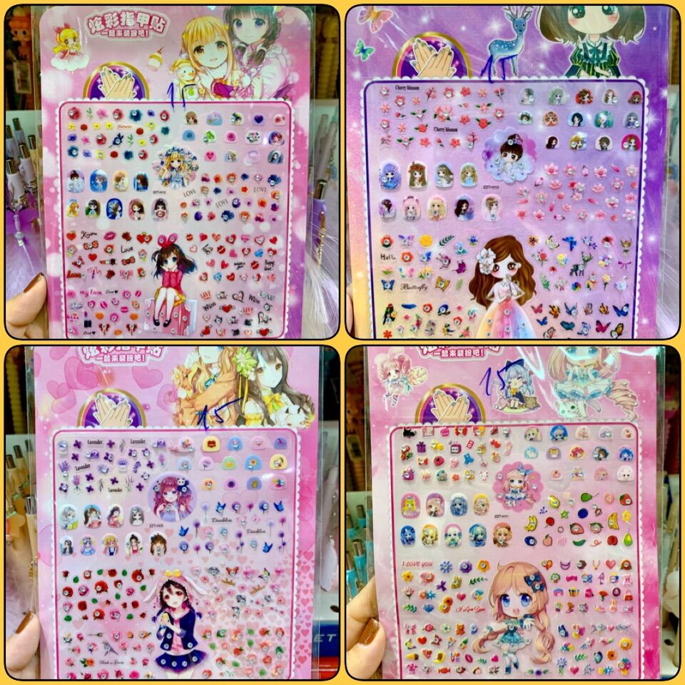 [MUA 2 GIẢM 5%]Vỉ Sticker Dán Móng Tay Đính Kim Sa Cho Bé Gái