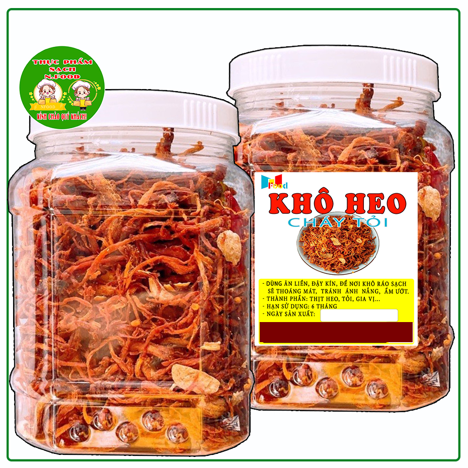 KHÔ HEO CHÁY TỎI HỘP 500.GRAM