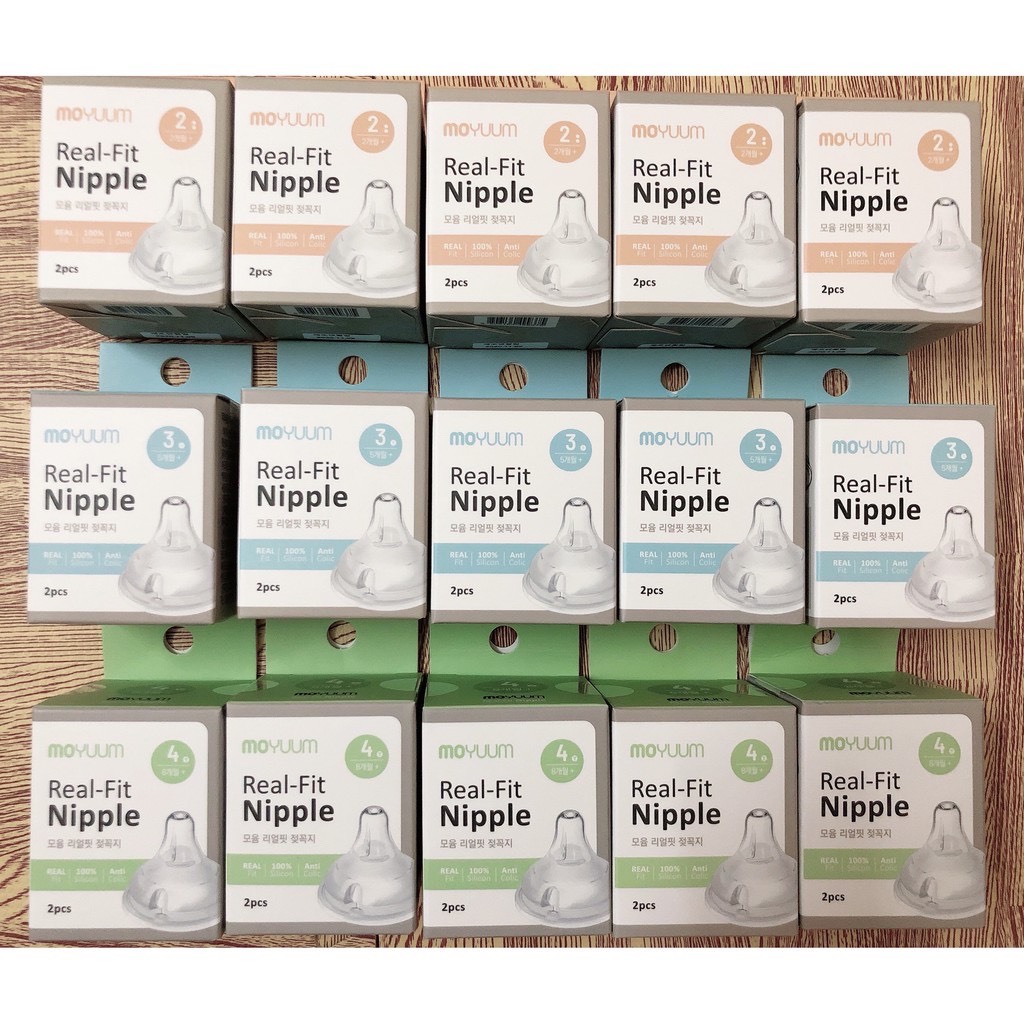 Núm ti thay thế bình Moyuum Hàn Quốc số 1/ 2/ 3 /4 (1 núm không hộp, set 2 núm có hộp)