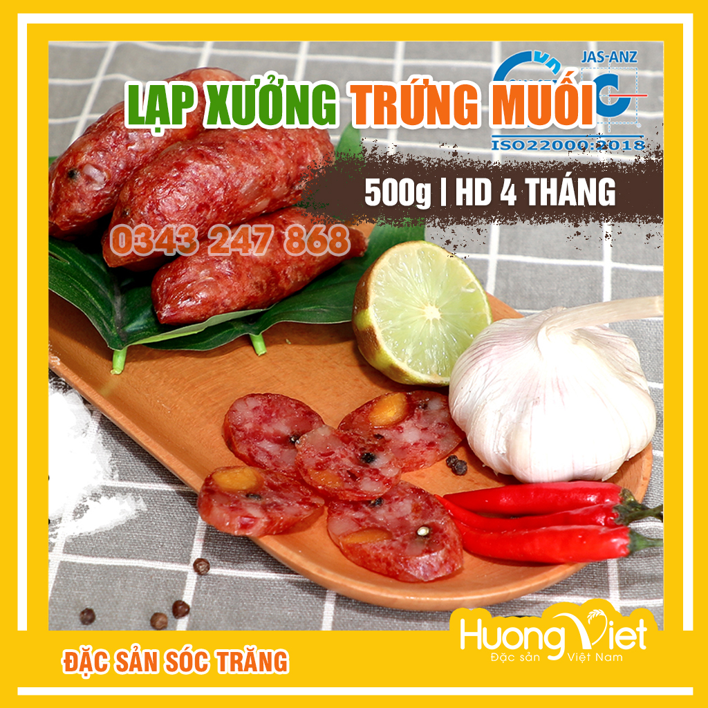 Lạp xưởng trứng muối Tân Huê Viên 500g lạp xưởng Sóc Trăng chính hãng Lạp xưởng Tân Huê Viên lạp xưởng tết [QUÀ TẾT 2023]