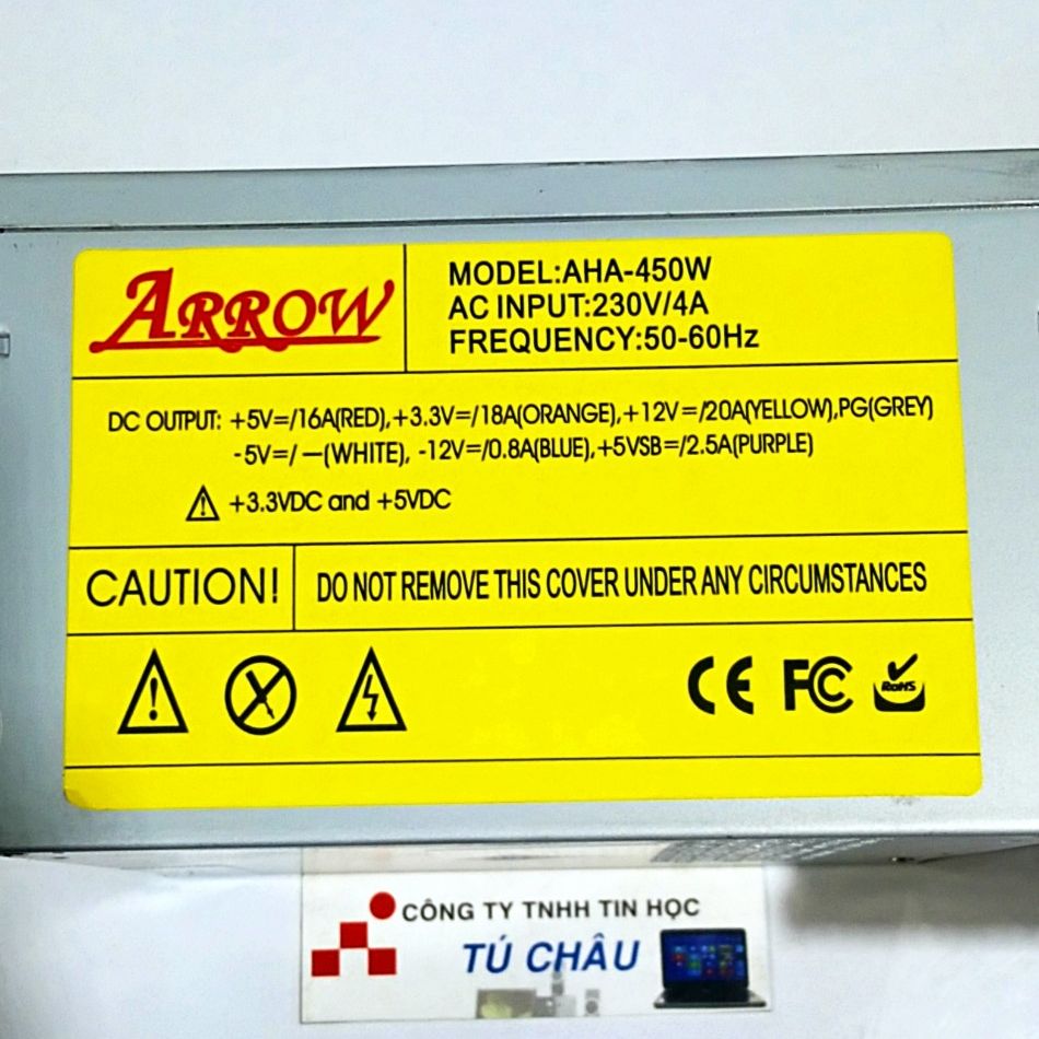 Nguồn máy tính 500W, Quạt 12Cm, nguồn 24 Pin,CPU 8 Pin (4+4 Pin), 2 Sata / Arrow Chính hãng
