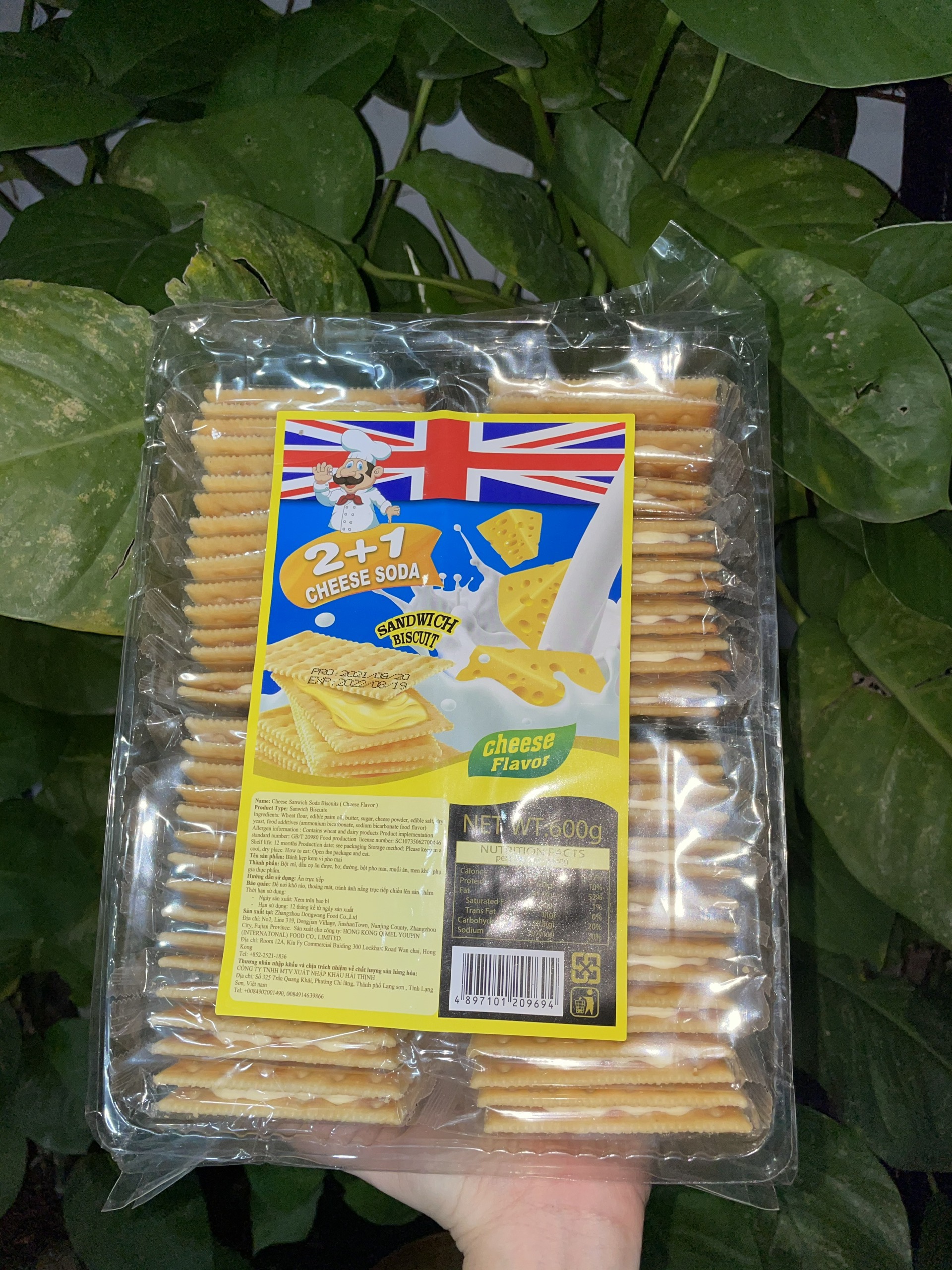 Bánh quy hong kong kẹp kem vị phô mai 2+1 cheese soda