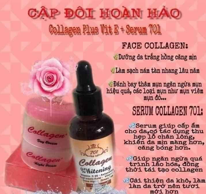 COMBO SERUM  VÀ KEM COLLAGEN PLUS VIT E dành cho da nám tàn nhang